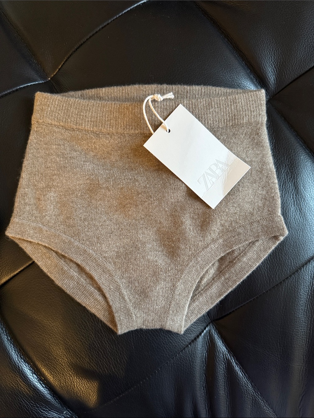 New Zara Wool Cashmere Knit Shorts Taupe Size 8-9